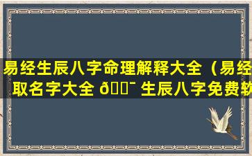 易经生辰八字命理解释大全（易经取名字大全 🐯 生辰八字免费软 🐳 件）